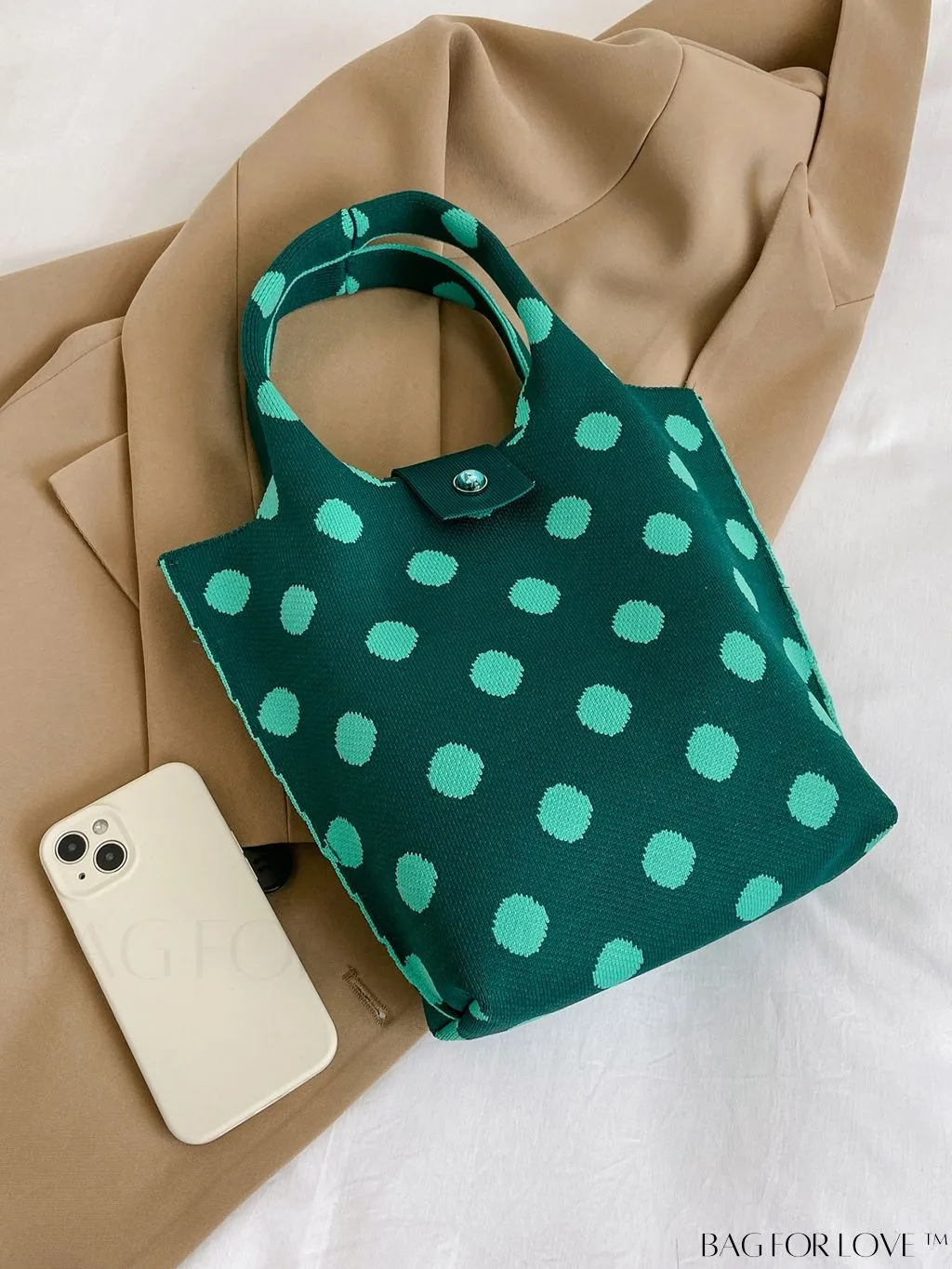 BagForLove - Womens Crochet Handbag: Trendy Polka Dot Design, Ideal for Beach & Daily Use