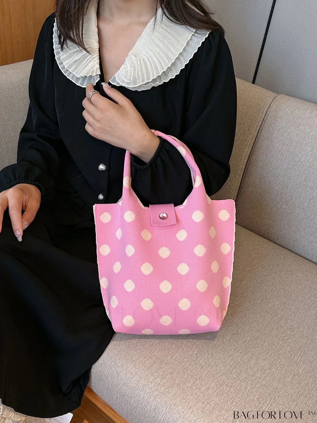 BagForLove - Womens Crochet Handbag: Trendy Polka Dot Design, Ideal for Beach & Daily Use