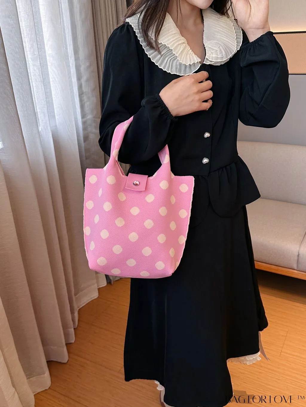 BagForLove - Womens Crochet Handbag: Trendy Polka Dot Design, Ideal for Beach & Daily Use
