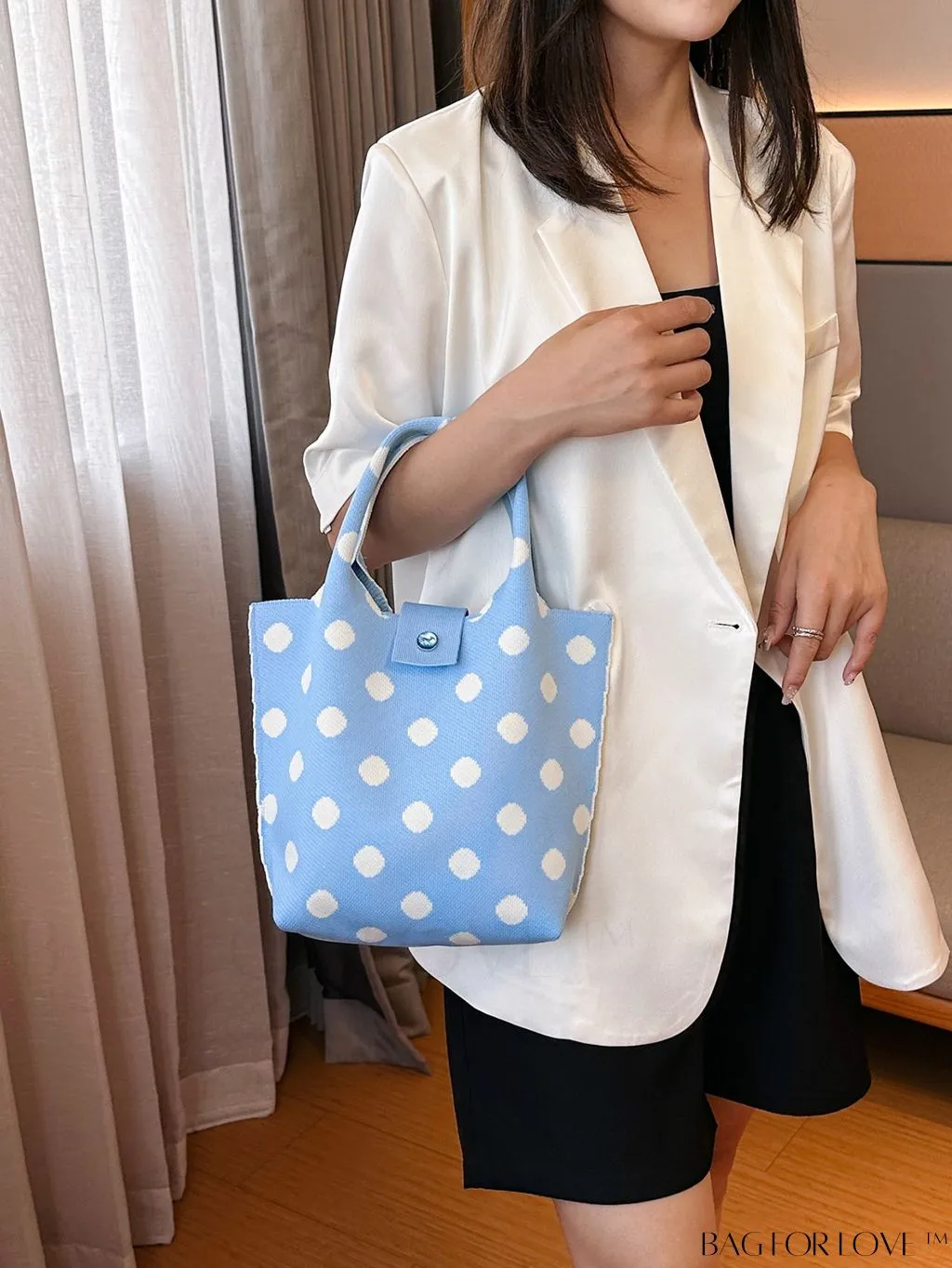 BagForLove - Womens Crochet Handbag: Trendy Polka Dot Design, Ideal for Beach & Daily Use