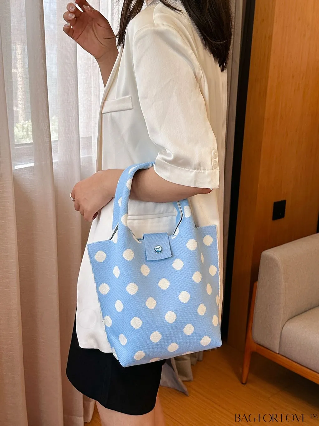 BagForLove - Womens Crochet Handbag: Trendy Polka Dot Design, Ideal for Beach & Daily Use