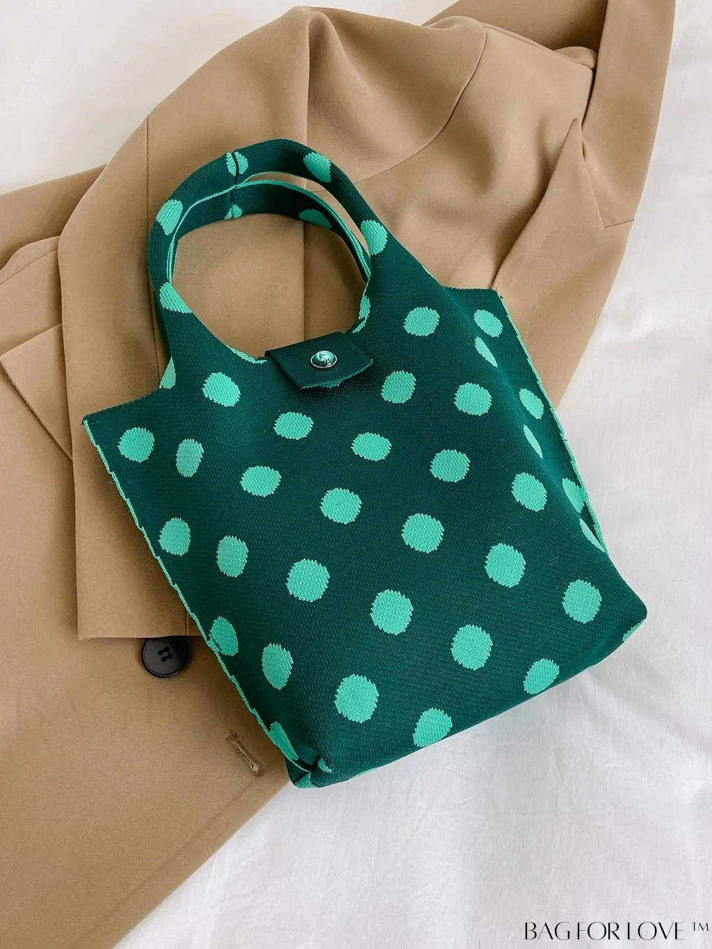 BagForLove - Womens Crochet Handbag: Trendy Polka Dot Design, Ideal for Beach & Daily Use
