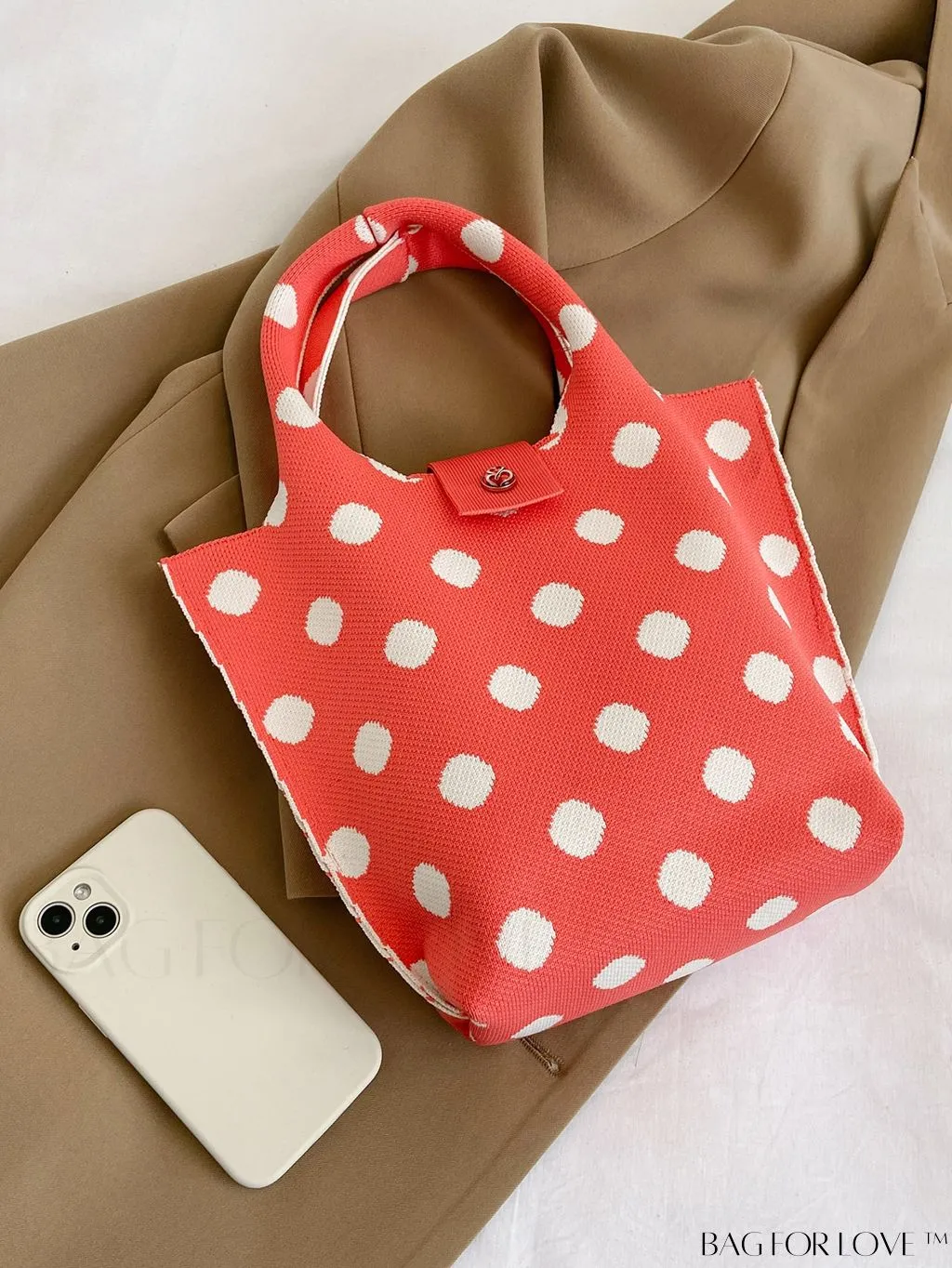 BagForLove - Womens Crochet Handbag: Trendy Polka Dot Design, Ideal for Beach & Daily Use