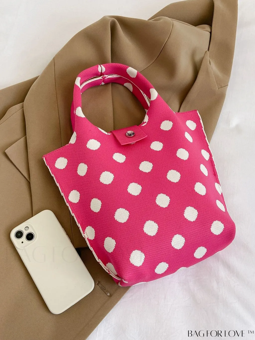 BagForLove - Womens Crochet Handbag: Trendy Polka Dot Design, Ideal for Beach & Daily Use
