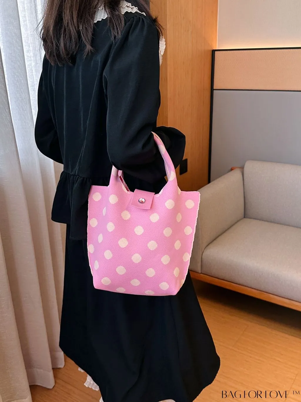 BagForLove - Womens Crochet Handbag: Trendy Polka Dot Design, Ideal for Beach & Daily Use
