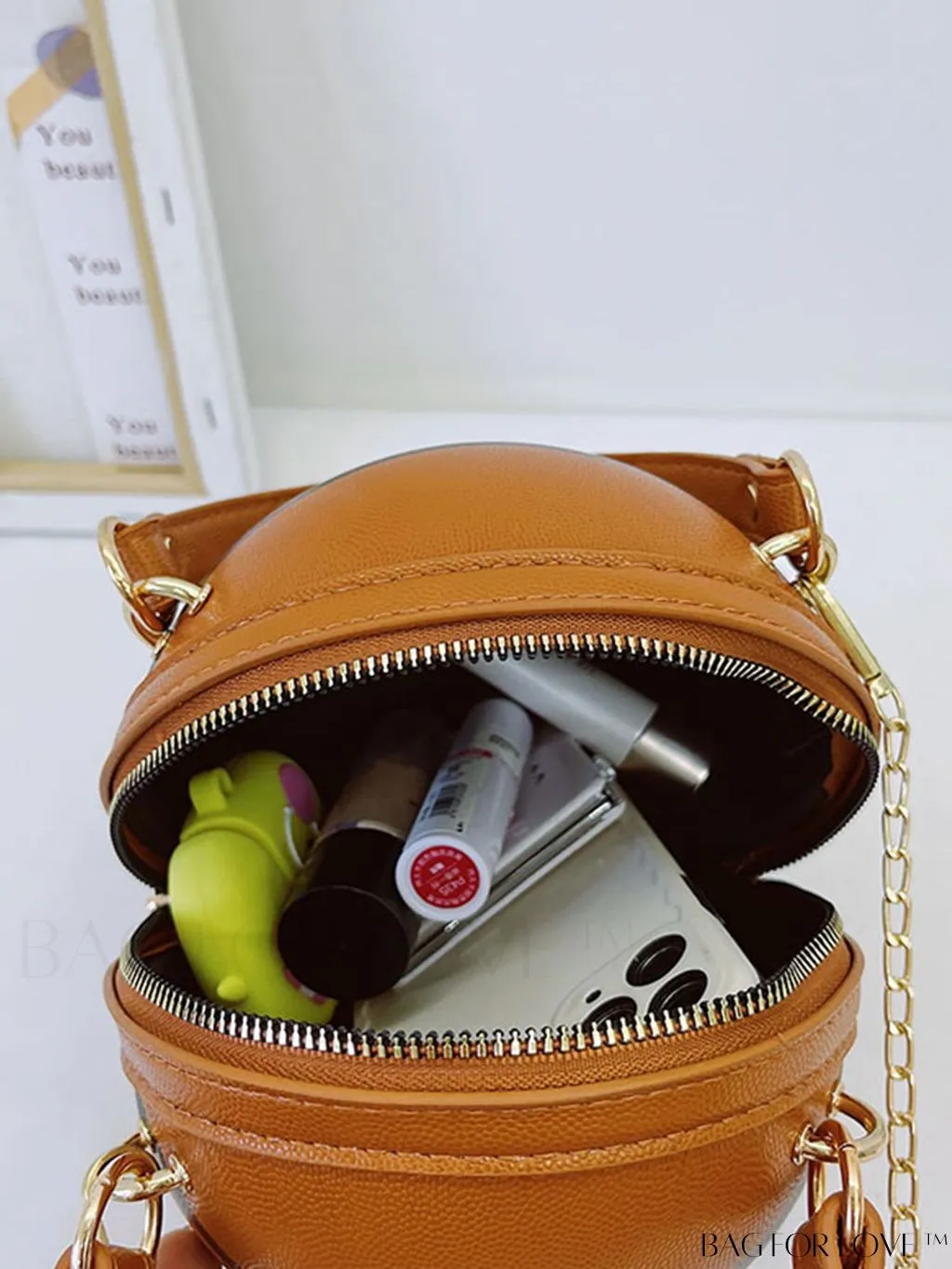 BagForLove - Y2K Basketball Satchel: Trendy Mini Graphic Crossbody with Chain Strap & Top Handle