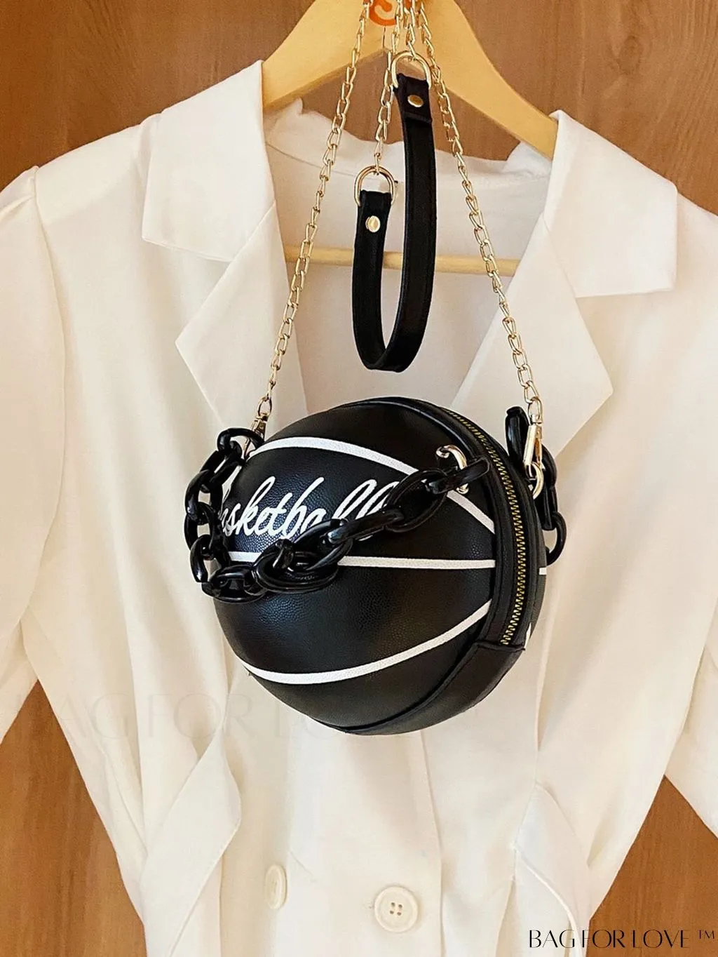 BagForLove - Y2K Basketball Satchel: Trendy Mini Graphic Crossbody with Chain Strap & Top Handle