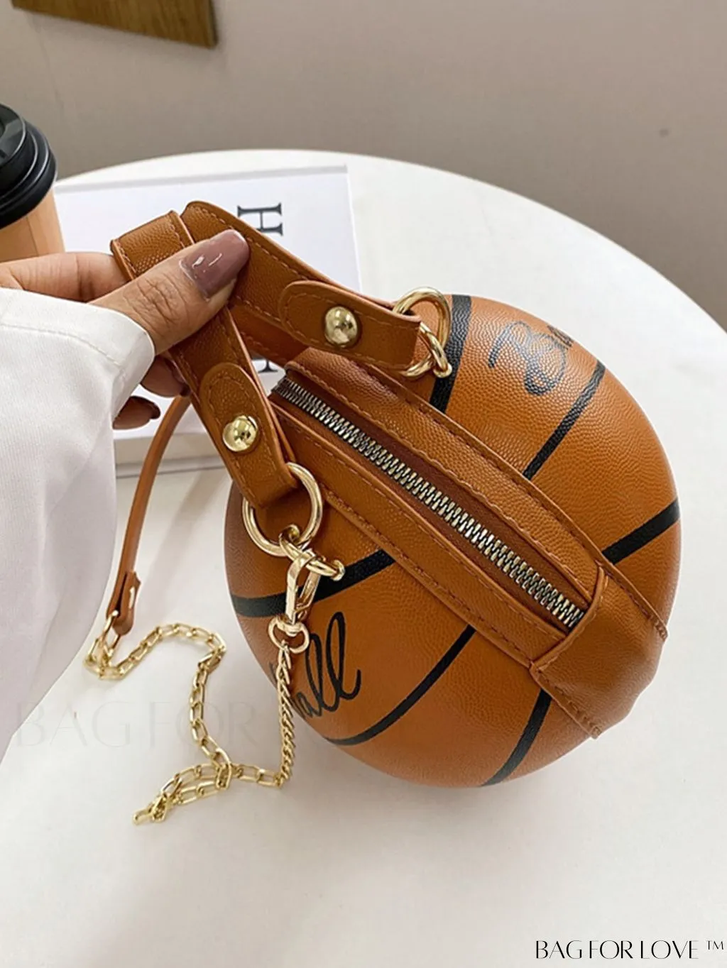 BagForLove - Y2K Basketball Satchel: Trendy Mini Graphic Crossbody with Chain Strap & Top Handle