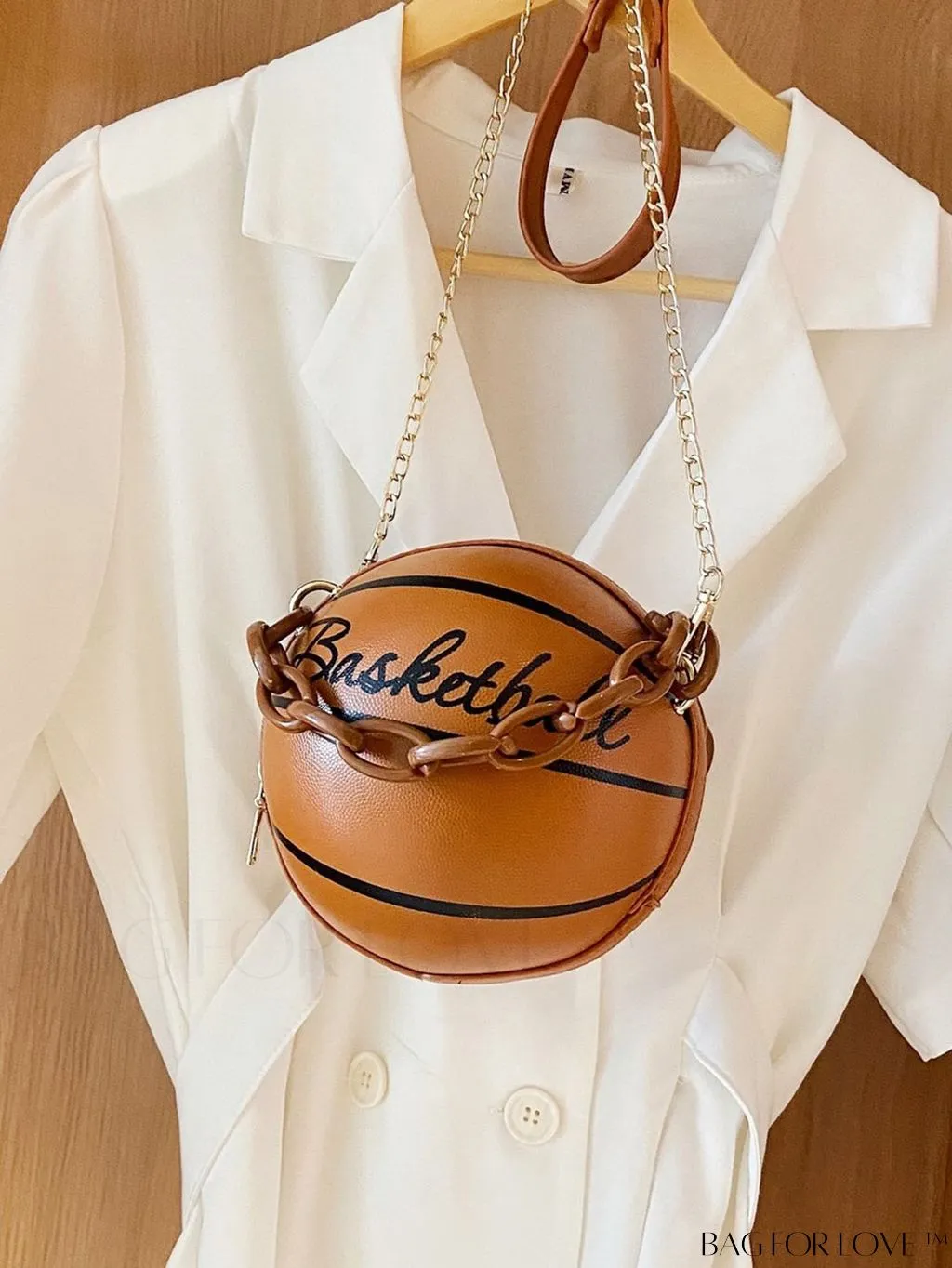BagForLove - Y2K Basketball Satchel: Trendy Mini Graphic Crossbody with Chain Strap & Top Handle