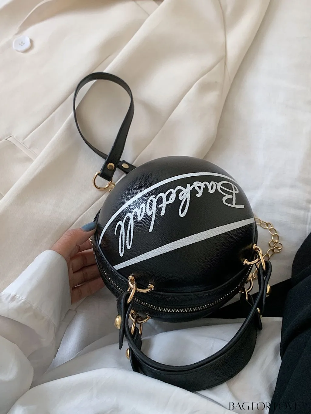 BagForLove - Y2K Basketball Satchel: Trendy Mini Graphic Crossbody with Chain Strap & Top Handle