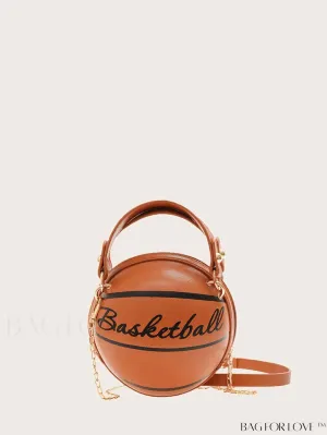BagForLove - Y2K Basketball Satchel: Trendy Mini Graphic Crossbody with Chain Strap & Top Handle