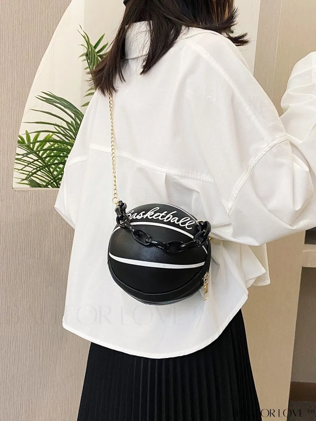BagForLove - Y2K Basketball Satchel: Trendy Mini Graphic Crossbody with Chain Strap & Top Handle