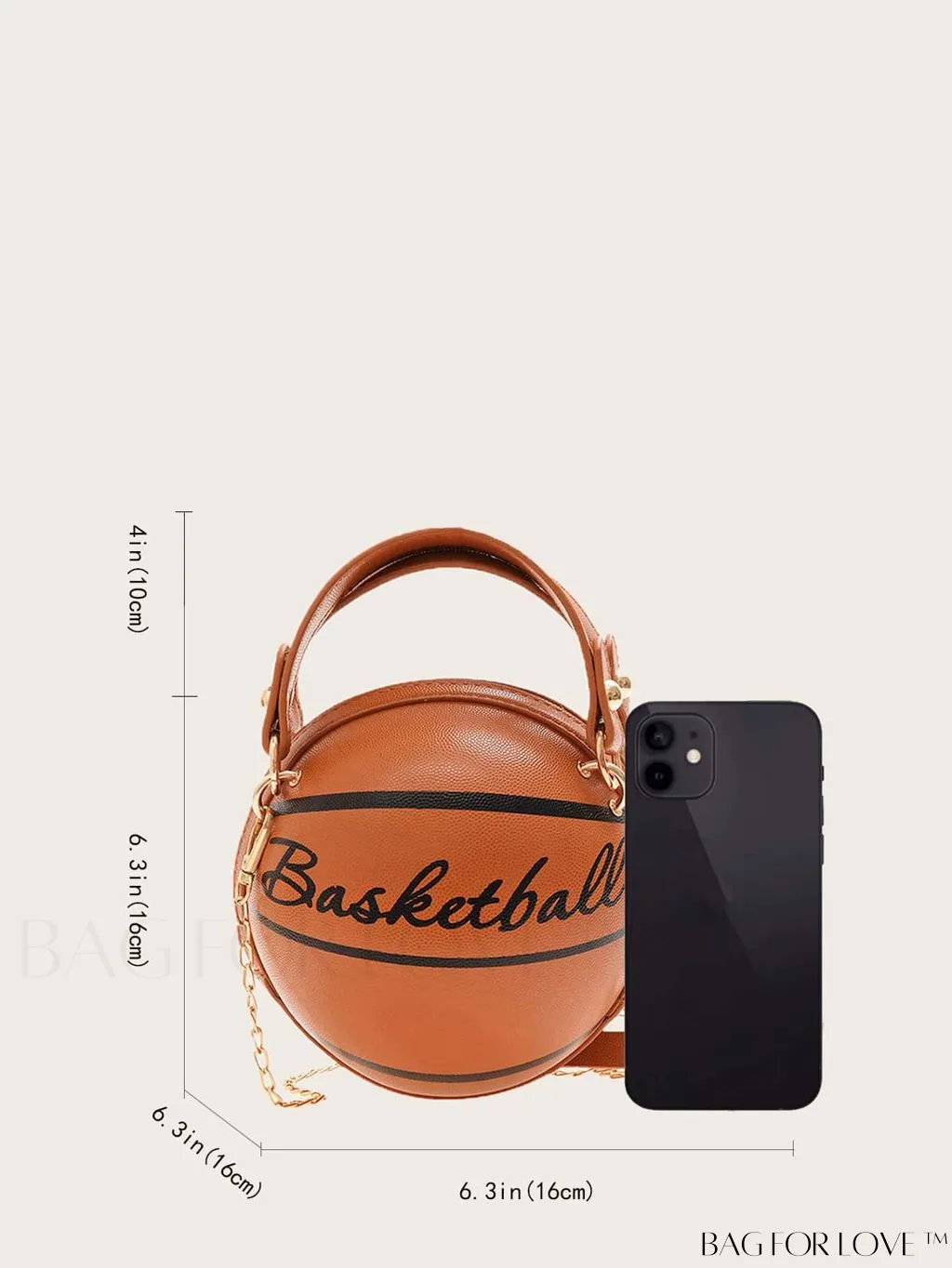 BagForLove - Y2K Basketball Satchel: Trendy Mini Graphic Crossbody with Chain Strap & Top Handle