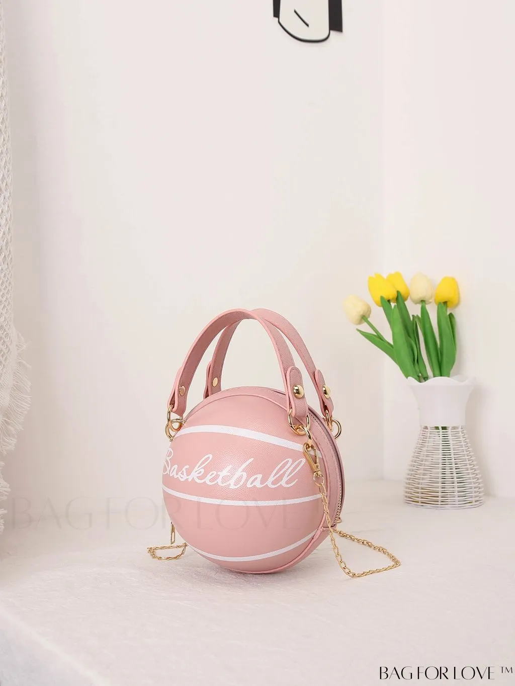 BagForLove - Y2K Basketball Satchel: Trendy Mini Graphic Crossbody with Chain Strap & Top Handle