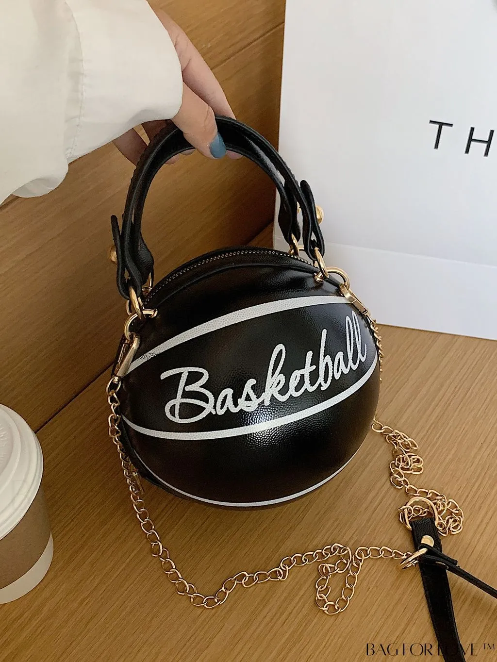 BagForLove - Y2K Basketball Satchel: Trendy Mini Graphic Crossbody with Chain Strap & Top Handle