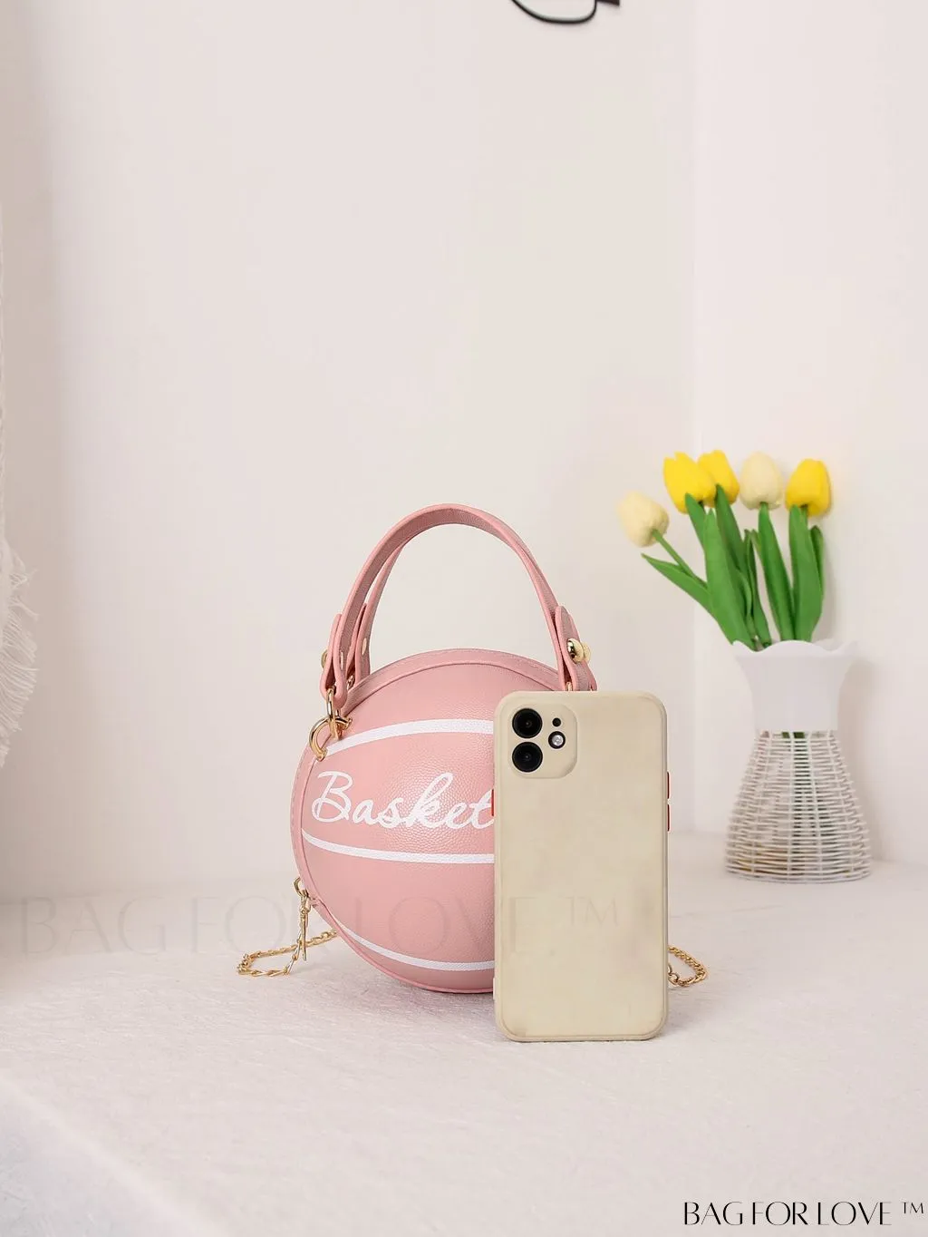 BagForLove - Y2K Basketball Satchel: Trendy Mini Graphic Crossbody with Chain Strap & Top Handle
