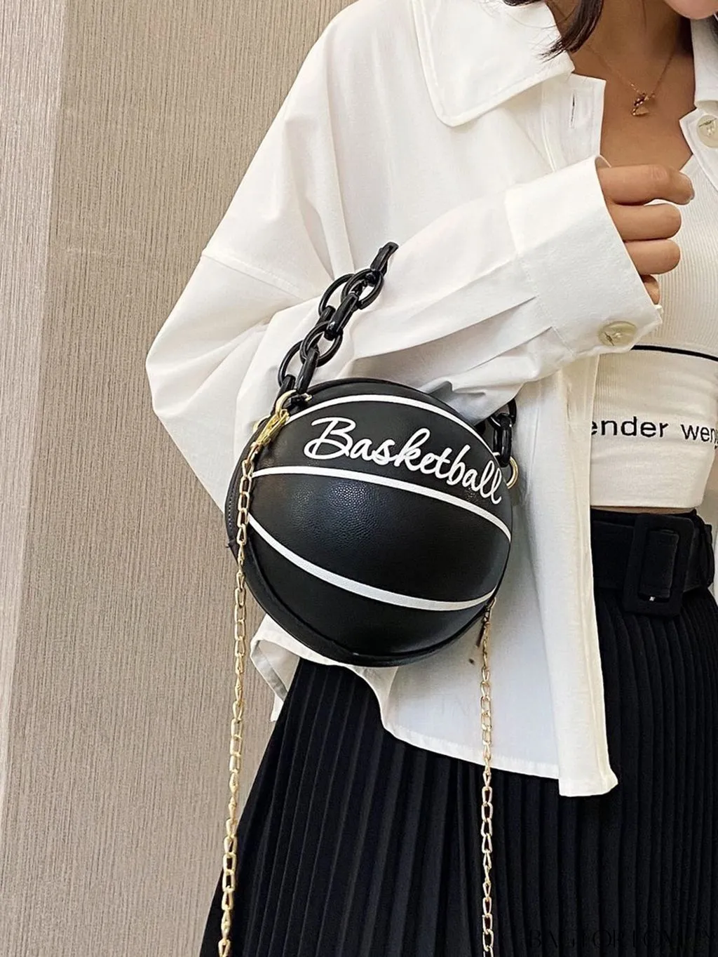 BagForLove - Y2K Basketball Satchel: Trendy Mini Graphic Crossbody with Chain Strap & Top Handle