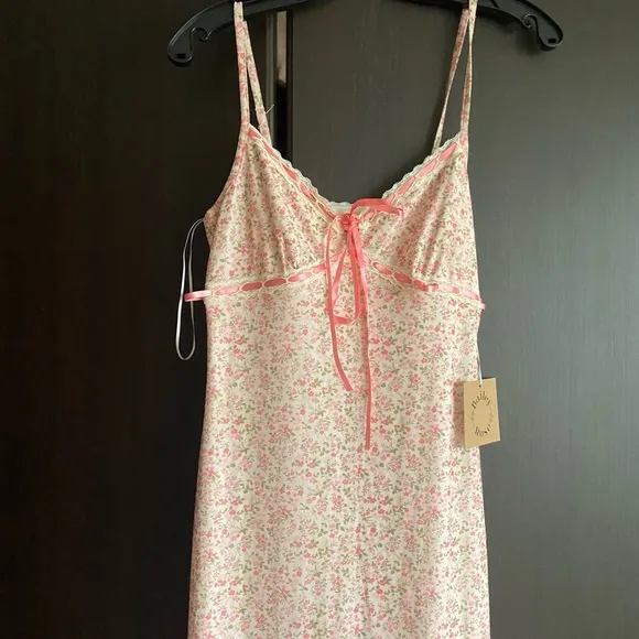 bailey rose  mesh Floral Pink Maxi Dress maxi size S