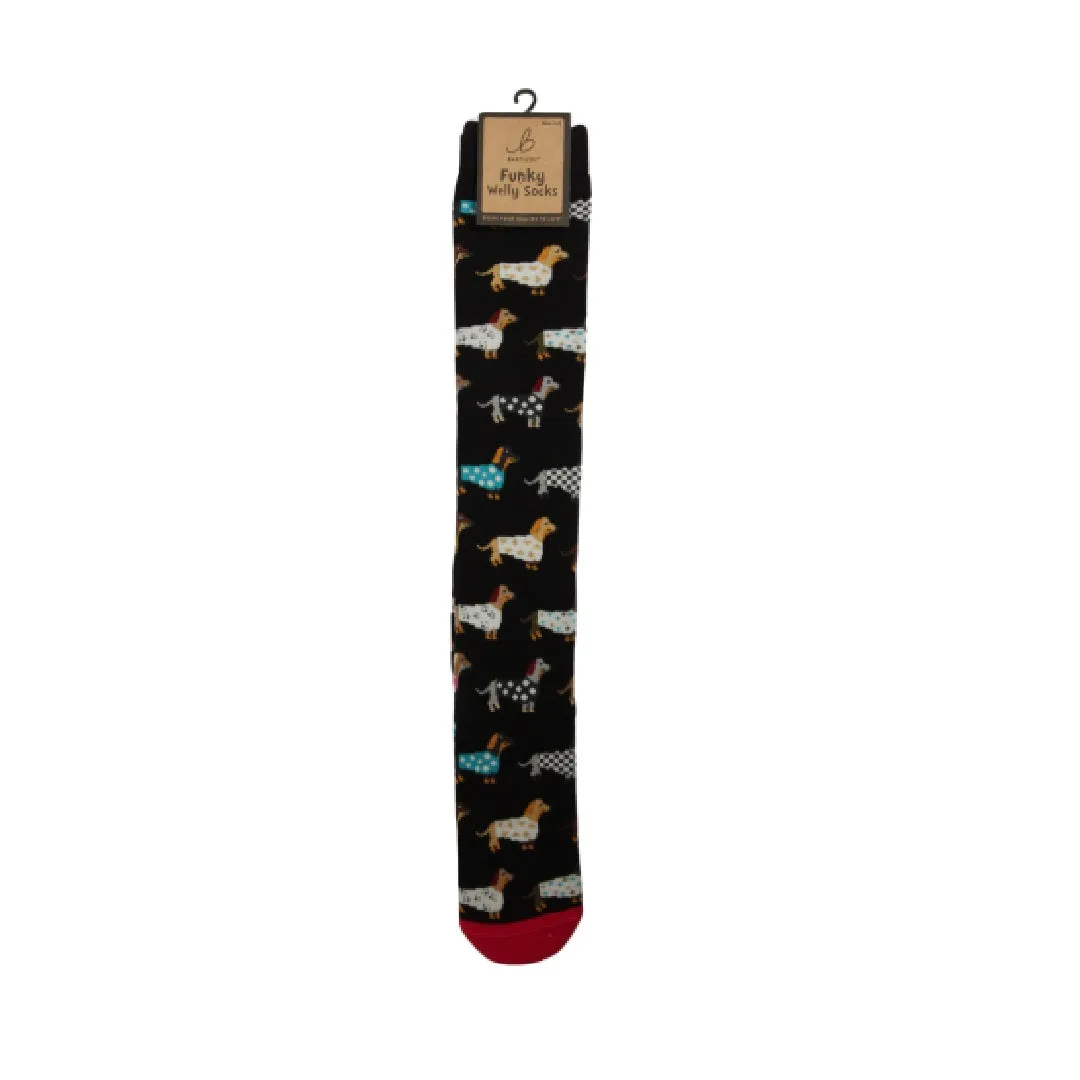 Bartleby Ladies Funky Welly Socks Trendy Dachshunds