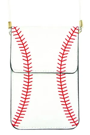 Baseball Cellphone Crossbody With Clear Window Pouch - Pack of 6