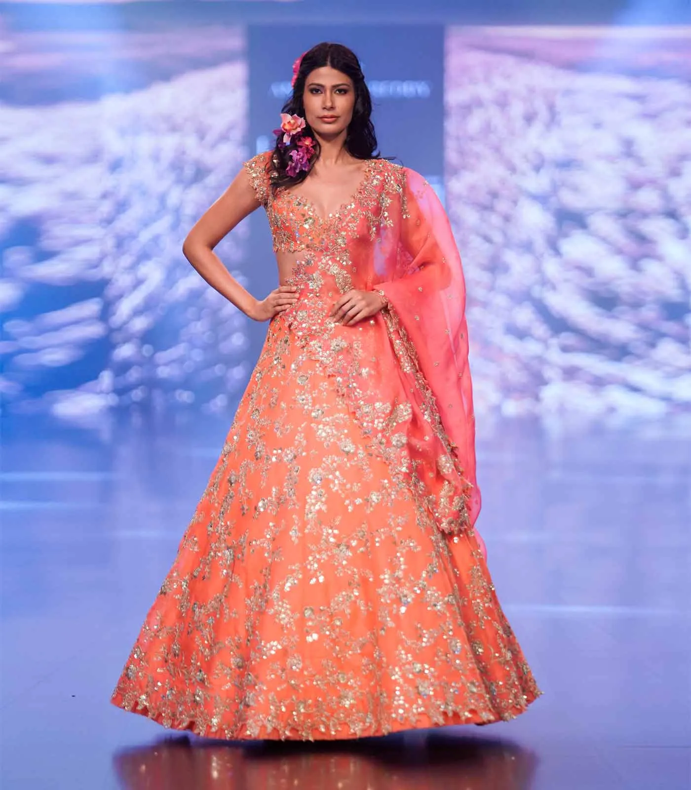 BASRAT ORANGE LEHANGA SET