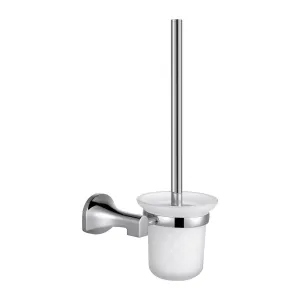 Bathroom Stainless Steel Wall-Mounted Toilet Brush with Frosted Glass Jar - 9357