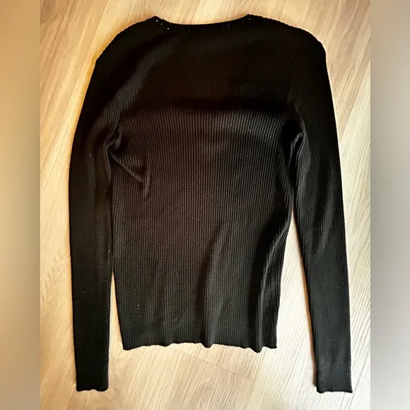 BCBGMAXAZRIA Elegant Black V-Neck Sweater -XL