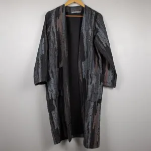 Beau Jours grey crinkle long line open cardigan-S