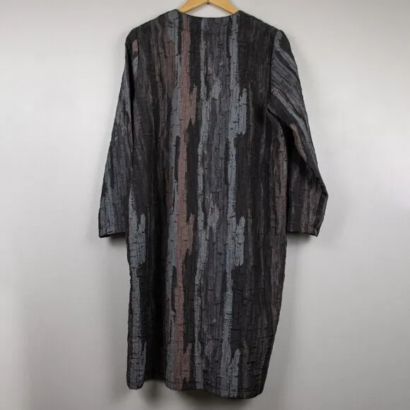 Beau Jours grey crinkle long line open cardigan-S