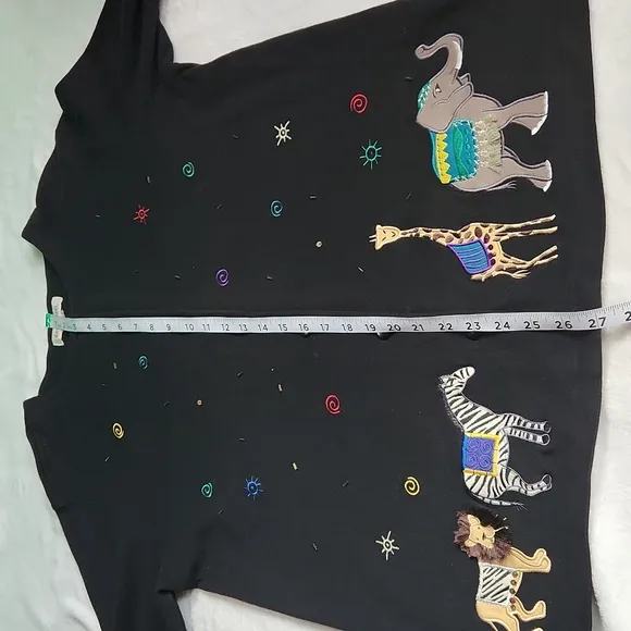 Bechamel, Women's Artsy Teacher, Embroidered, Sequins Detailed Animals, sz XL