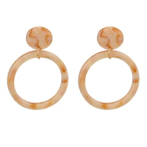 Beige & 18K Gold-Plated Circle Drop Earrings