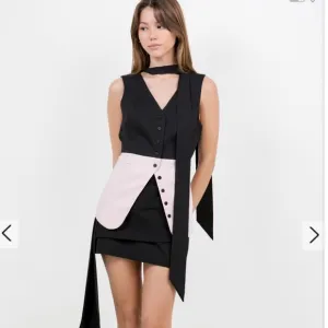 Black and Pink Asymmetrical Mini Skirt for Cocktail