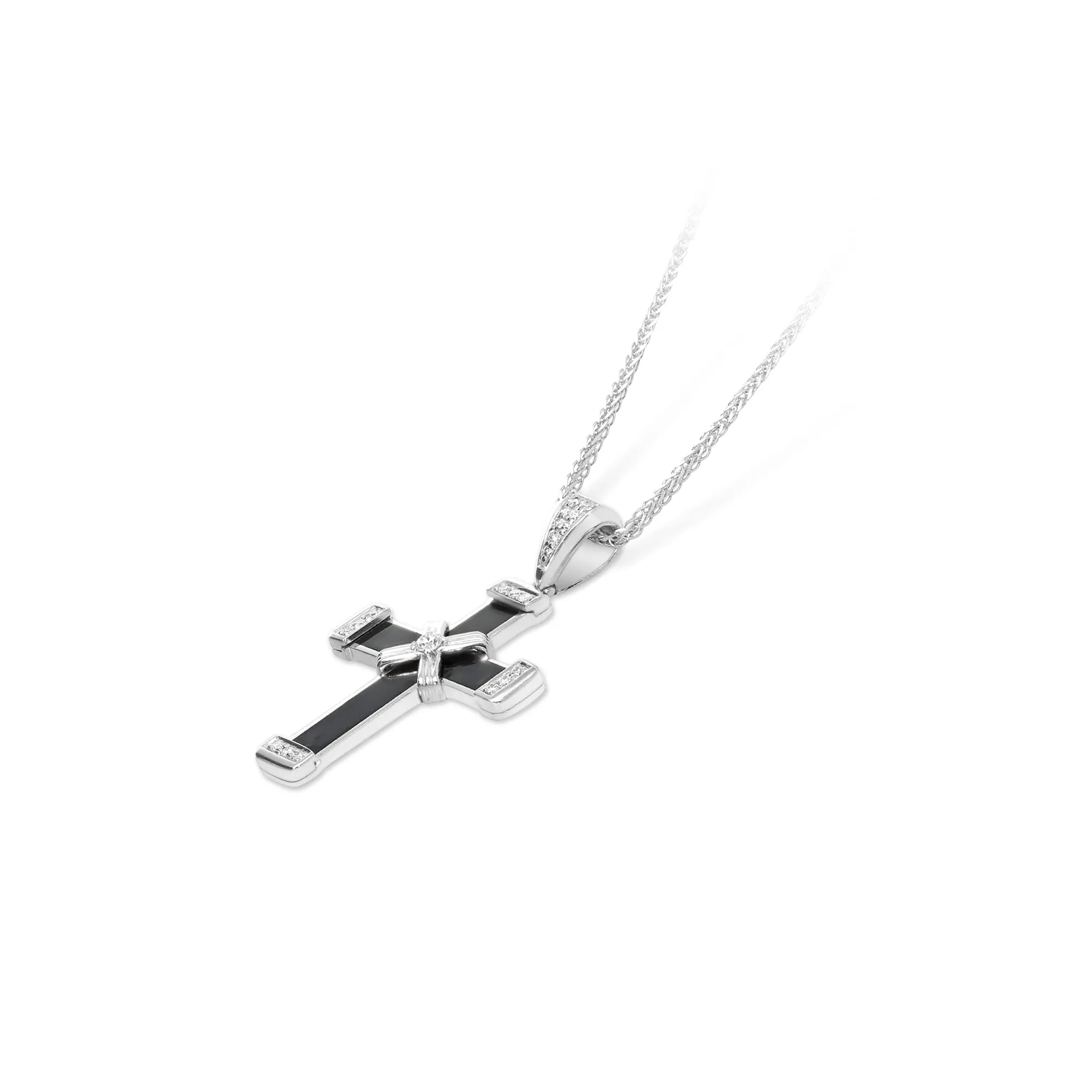 Black Enamel Cross - .12 Carat
