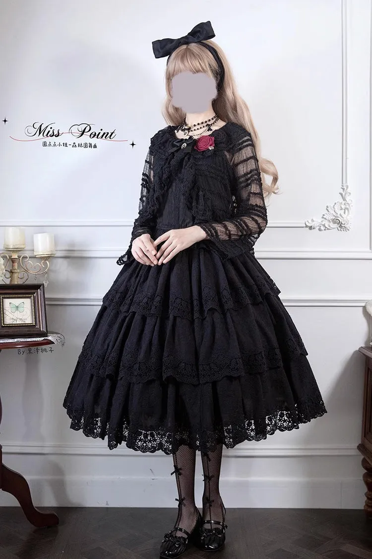 Black [Forest Waltz] Embroidery Sweet Elegant Lolita Suspender Top