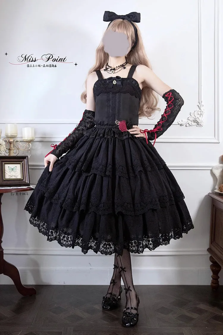 Black [Forest Waltz] Embroidery Sweet Elegant Lolita Suspender Top
