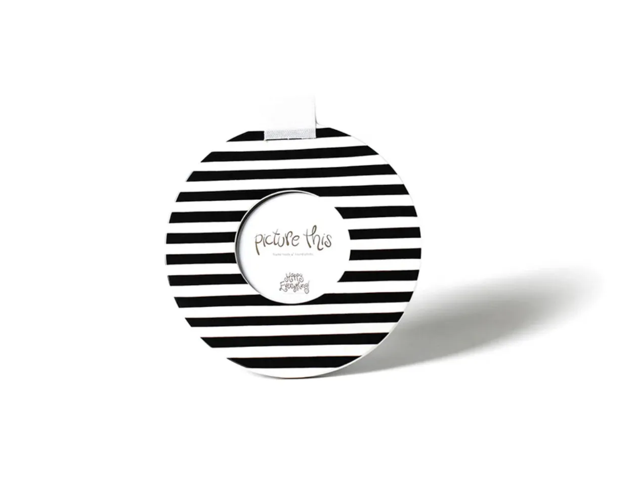 Black Medium Stripe Mini Round Frame