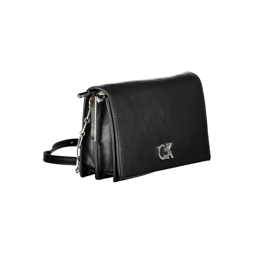 Black Polyester Women Handbag