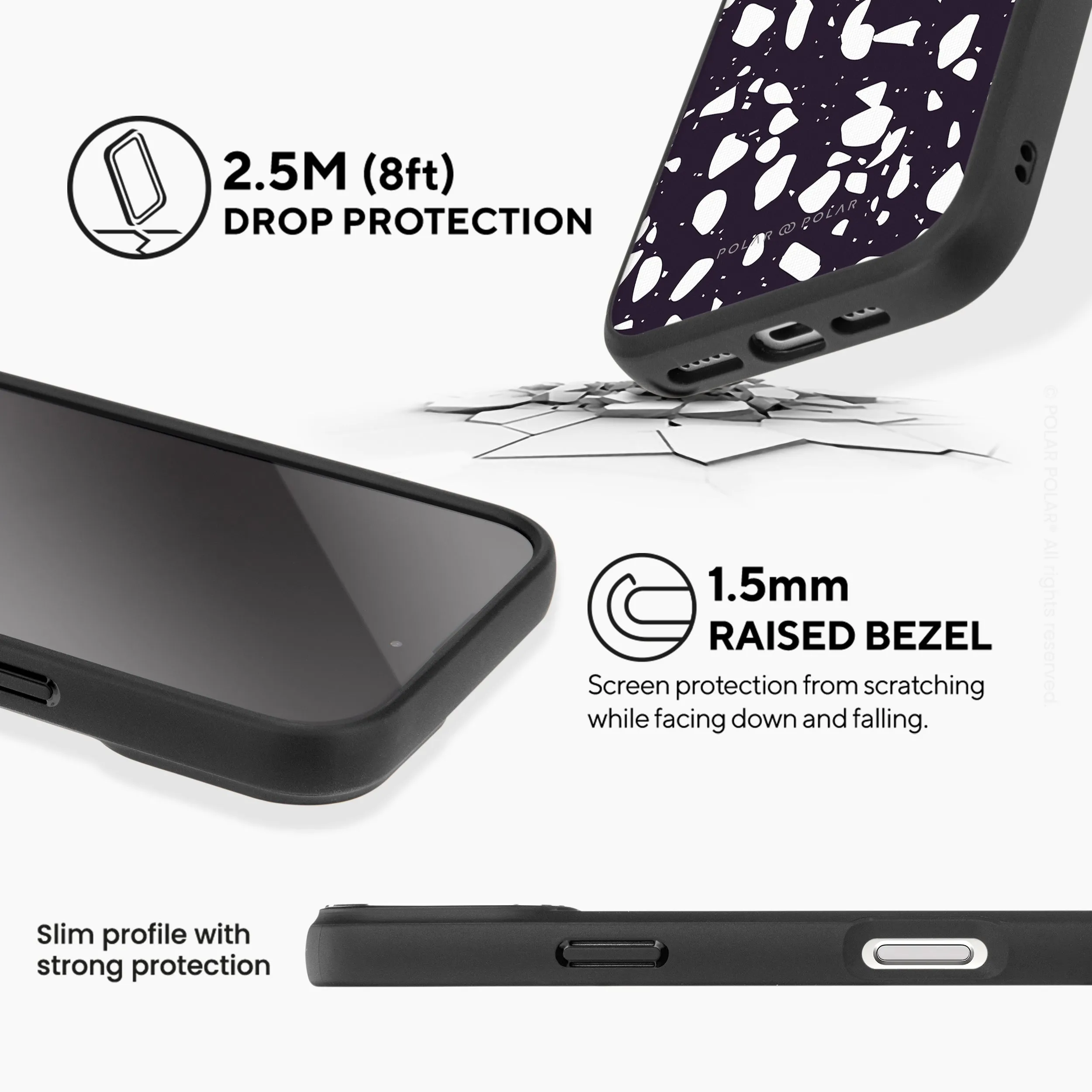 Black Rocky Road Terrazzo - iPhone 16 Pro Frosted Black Bumper MagSafe Case