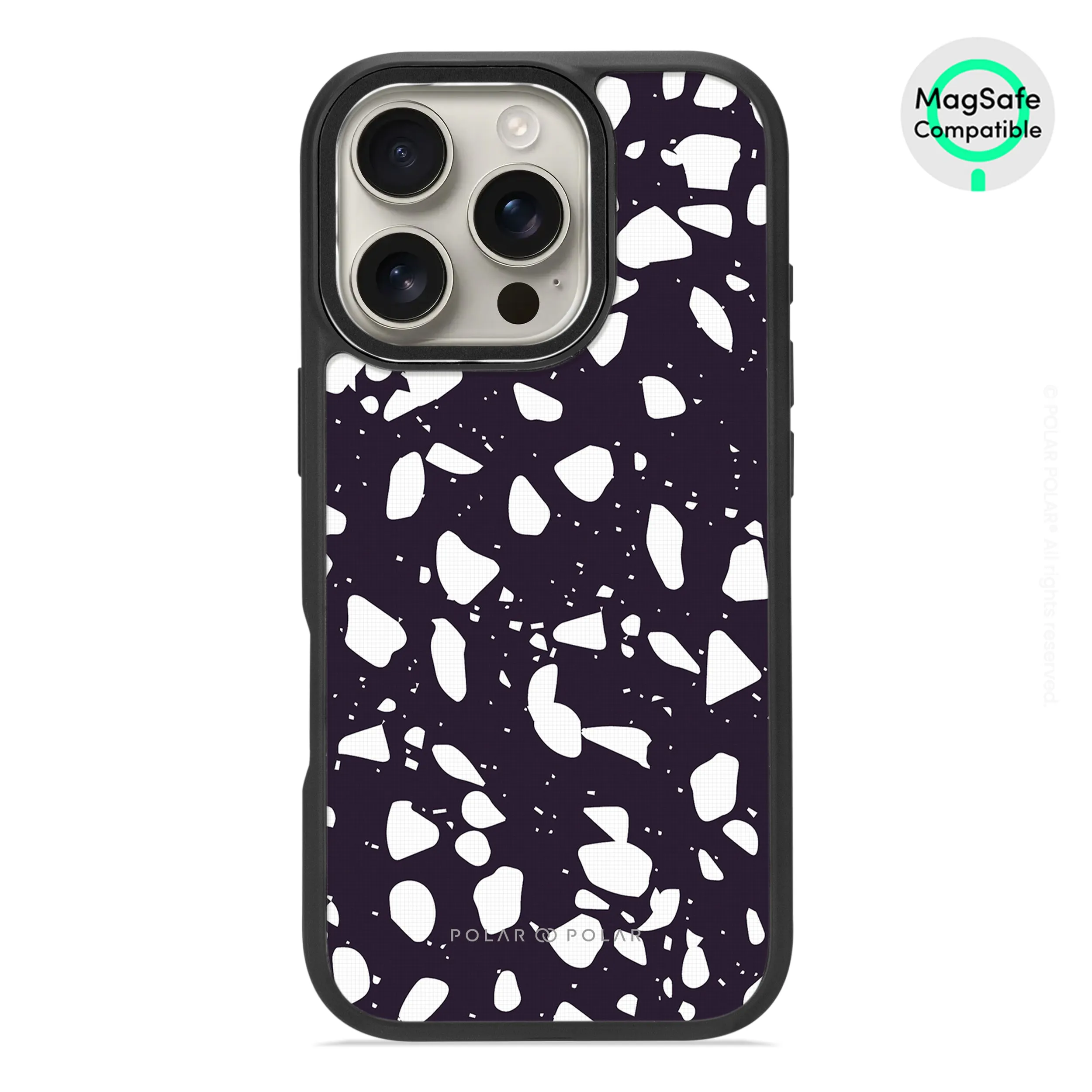 Black Rocky Road Terrazzo - iPhone 16 Pro Frosted Black Bumper MagSafe Case