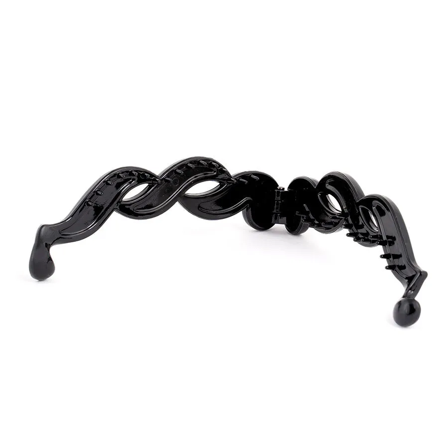 Black Smooth Braid Style Plastic Banana Clip