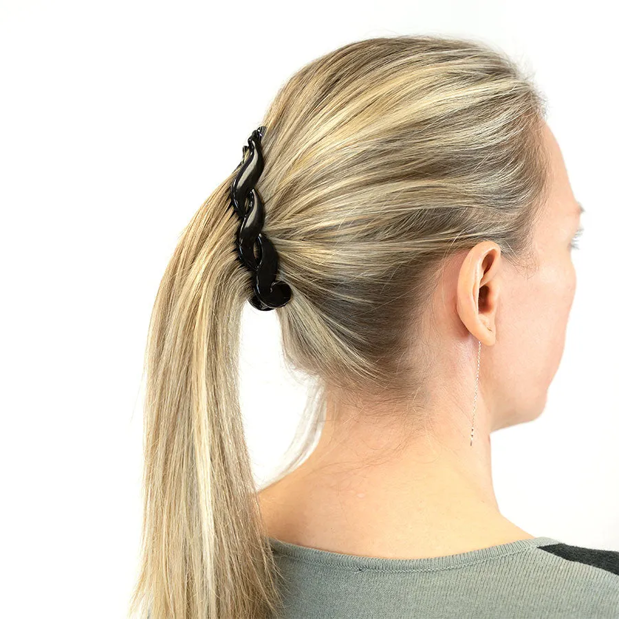 Black Smooth Braid Style Plastic Banana Clip