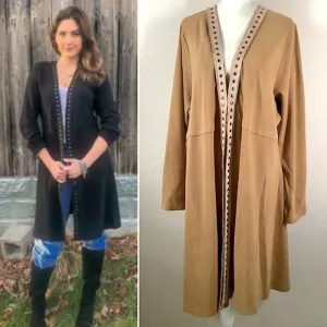 BLEU BAYOU Duster Cardigan Western Longline Waffle Thermal Cowgirl Festival Boho