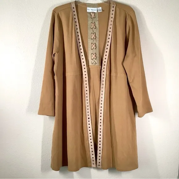 BLEU BAYOU Duster Cardigan Western Longline Waffle Thermal Cowgirl Festival Boho