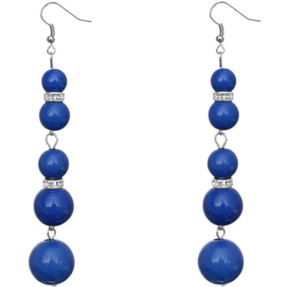 Blue Gradual Beaded Dangle Earrings
