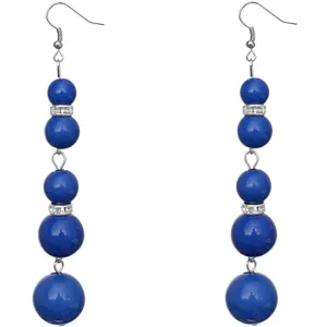 Blue Gradual Beaded Dangle Earrings