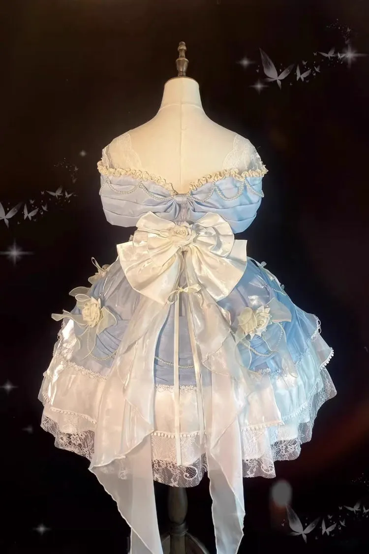 Blue Hanayome Cardigan Elegant Princess Sweet Lolita Strapless Dress