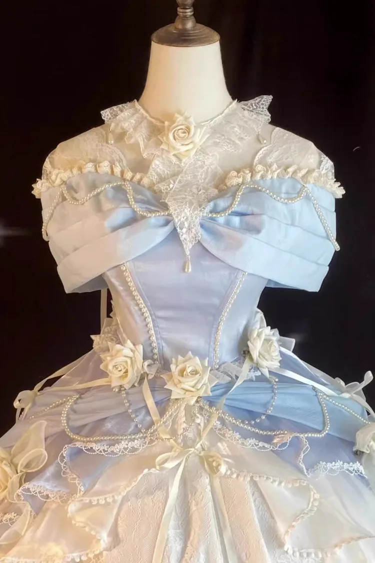 Blue Hanayome Cardigan Elegant Princess Sweet Lolita Strapless Dress