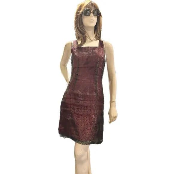 Blue Reed Red &amp; Black Sheer Dress