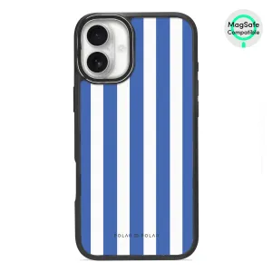 Blue Stripe - iPhone 16 Plus Frosted Black Bumper MagSafe Case