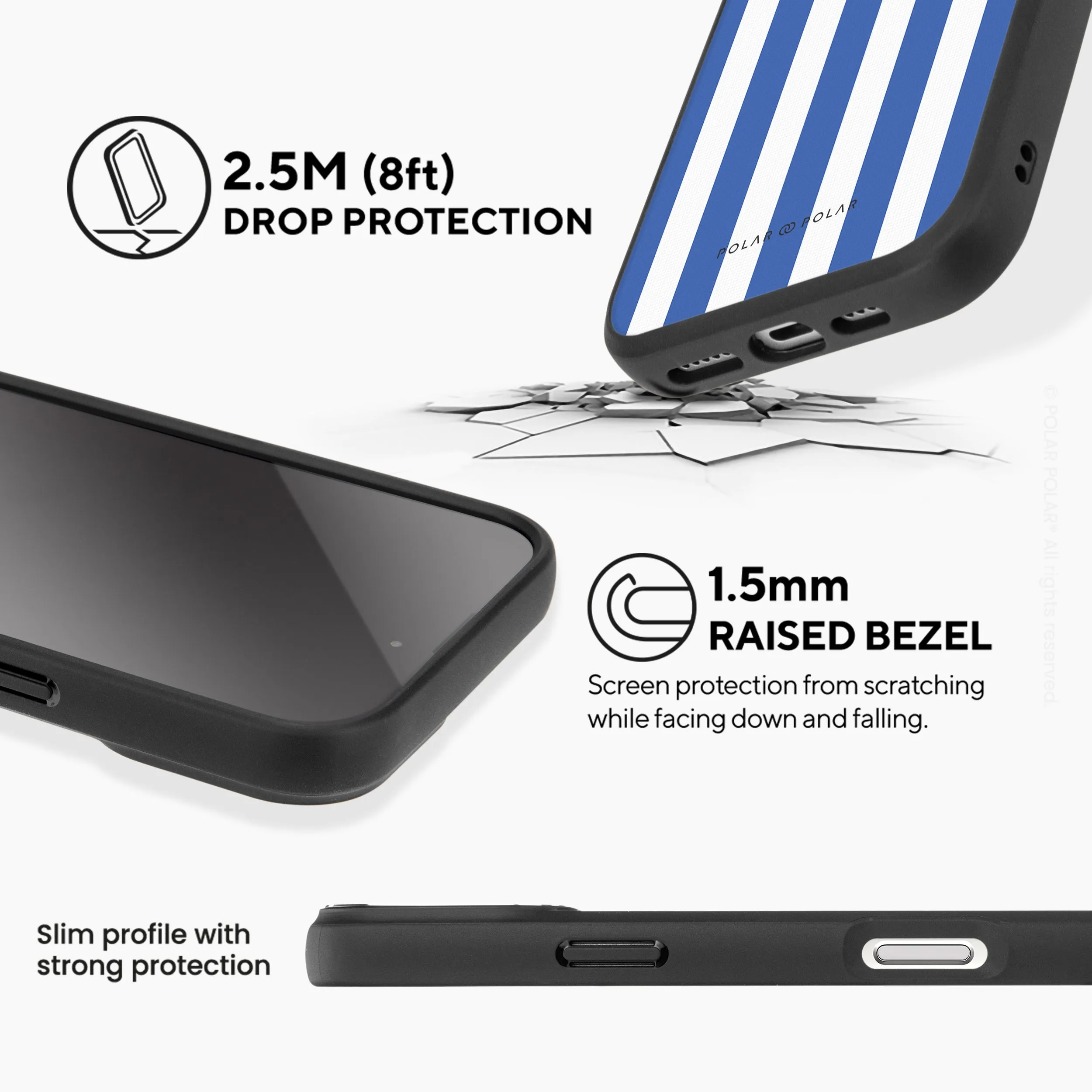 Blue Stripe - iPhone 16 Plus Frosted Black Bumper MagSafe Case